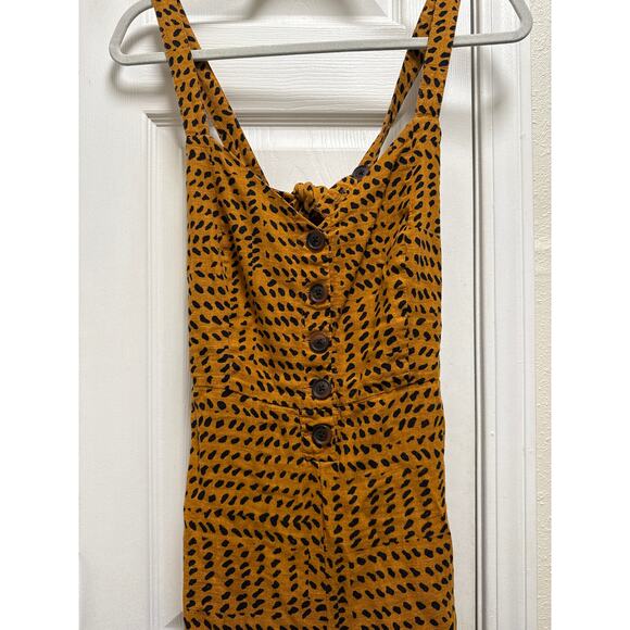 UO Ashley Linen Leopard Print Button Tie-Back Wide Leg Jumpsuit Size Medium - Picture 6 of 8